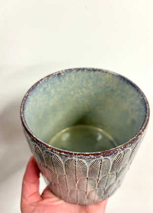 Blue patterned pots