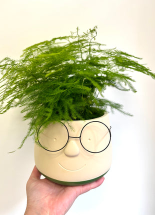 Face pot with glasses