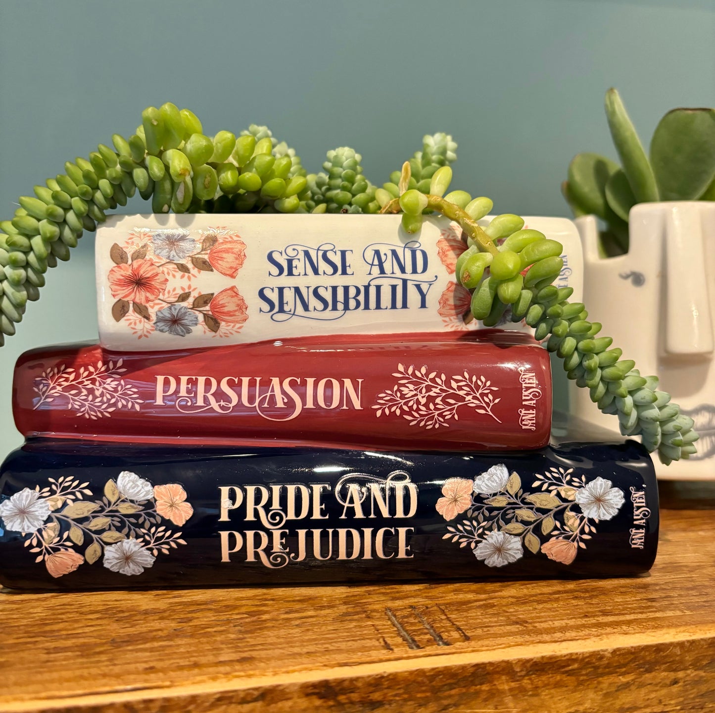 Stacked Jane Austen Book Planter