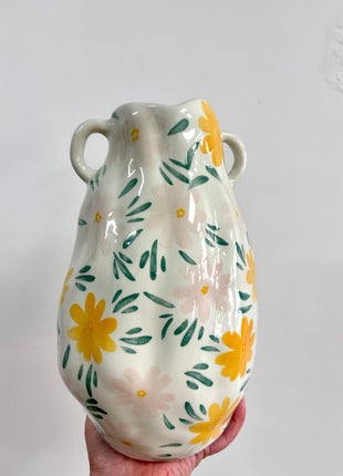 Floral handled vase