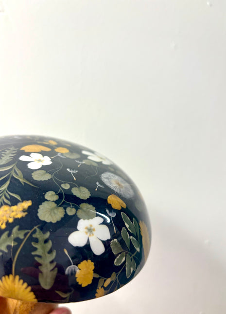 Dark spring wooden mushroom