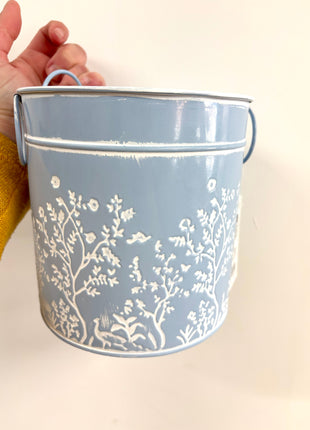 Blue tin planters