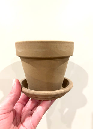 Terracotta Choco Grey Pot and Tray
