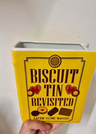 Book vase biscuit tin