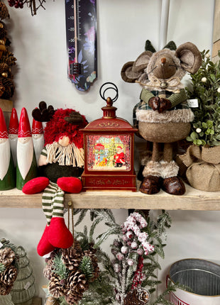 Santa and dog liquid lantern