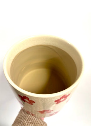 Red floral set of 3 pots