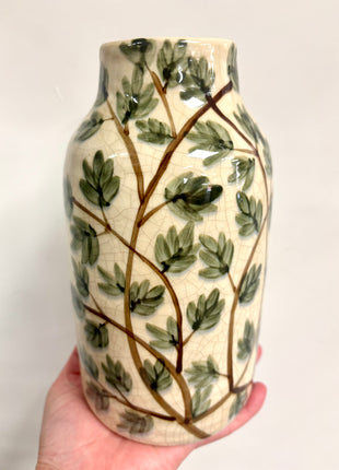 Green foliage vase