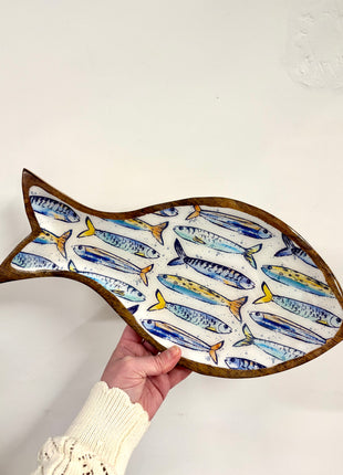 Tray with Sardine design wooden