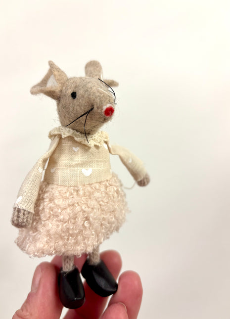 Cream felt mouse