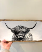 Highland cow tray wooden