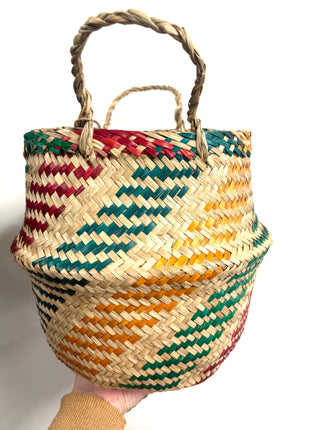 Rainbow stripe Seagrass basket
