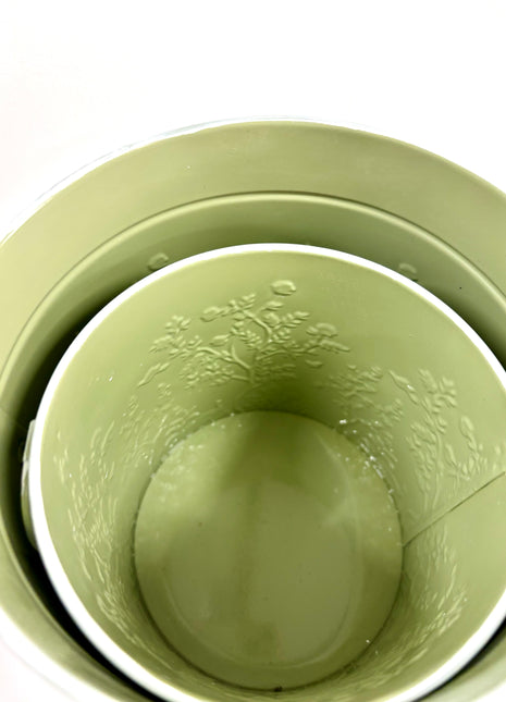 Green tin planters