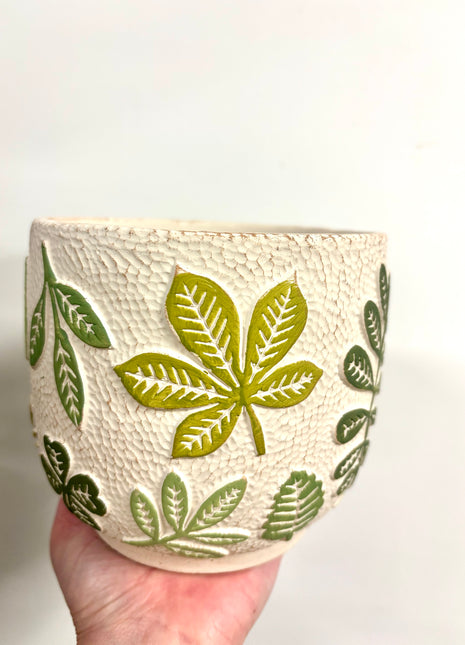 3D leaf plant pot medium