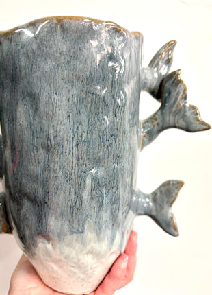 Fish vase blue