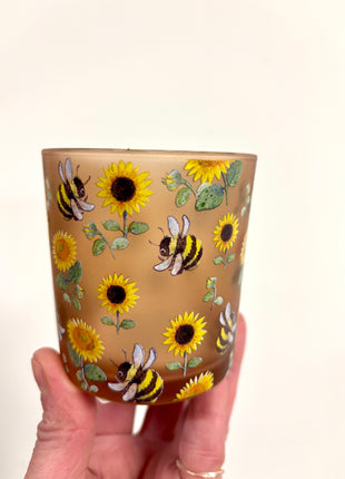 Bee and sunflower candle holder