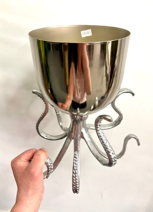 Silver octopus planter