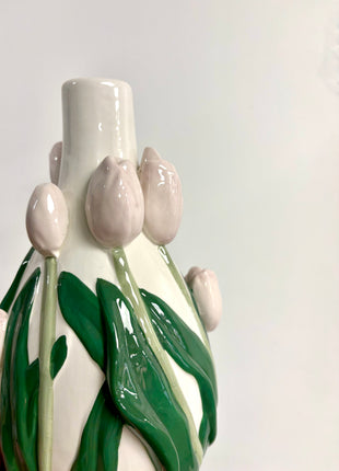 Creamy pink tulip vase