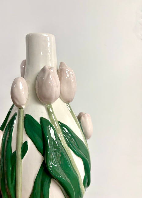 Creamy pink tulip vase