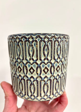 Blue patterned pots