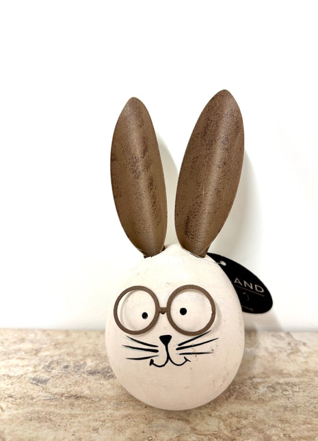 Wooden rabbit with glasses