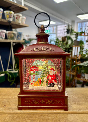 Santa and dog liquid lantern