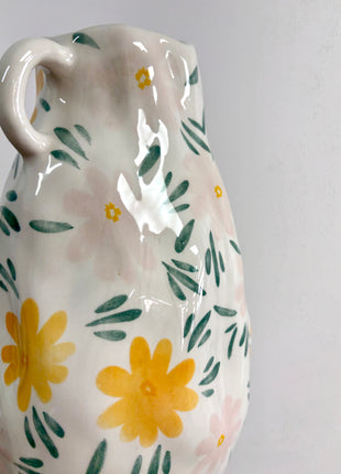 Floral handled vase