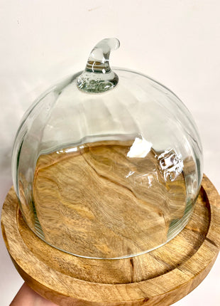 Pumpkin cake plate glass dome