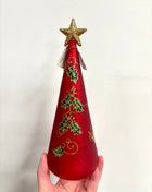 Light up glass tree red