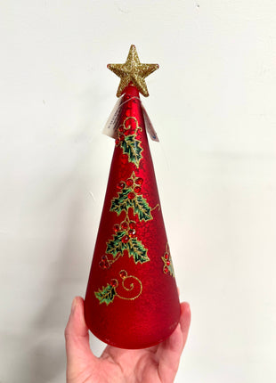 Light up glass tree red