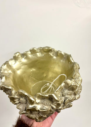 Gold floral planter
