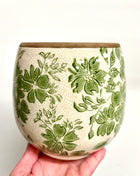 Green floral plant pot