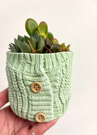 Knitted Green potted succulent