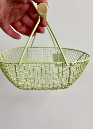 Oval green wire basket