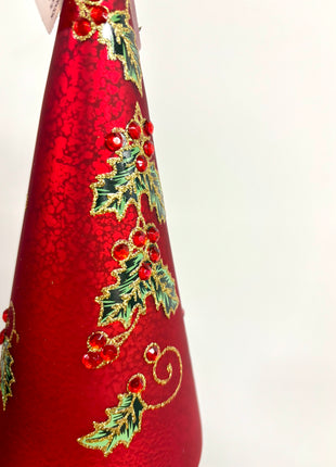 Light up glass tree red