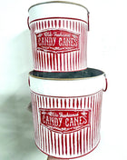 Candy cane metal bucket set