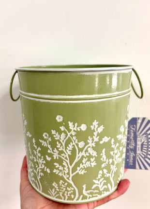 Green tin planters