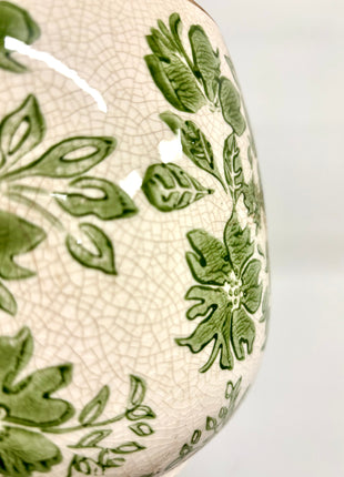 Green floral plant pot