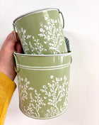 Green tin planters