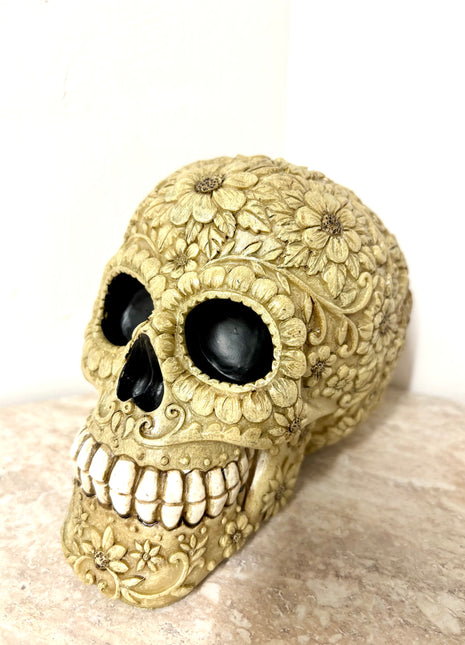 Floral skull money box