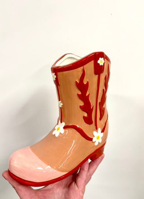 Cowboy boot vase