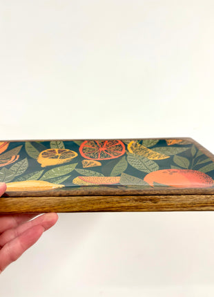 Citrus enamelled tray dark
