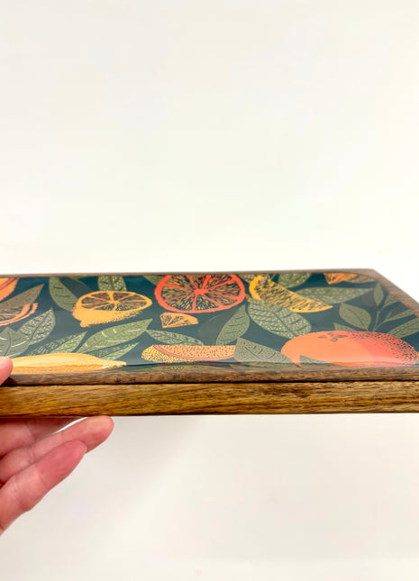 Citrus enamelled tray dark