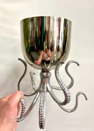 Silver octopus planter