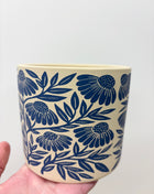 Blue floral 10cm plant pot