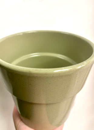 Olive Green Rimmed Pot