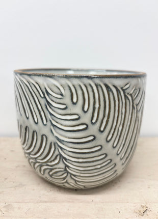 Leaf glazed 14cm pot