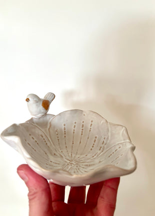 Bird and flower trinket dish