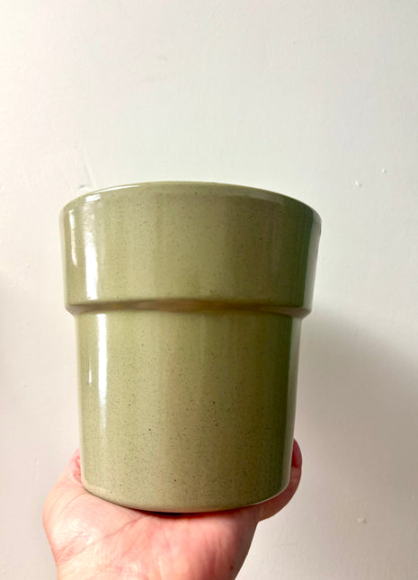 Olive Green Rimmed Pot