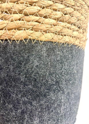 Grey felt wicker pot