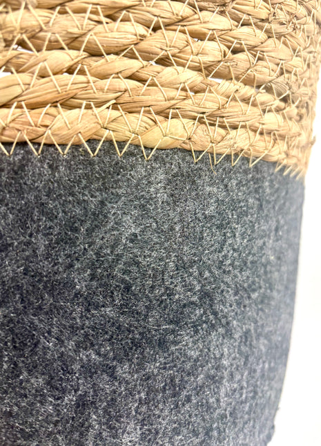 Grey felt wicker pot